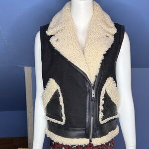 Coach Black and Cream Shearling Vest